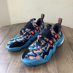Adidas Trae Young 1 Pixel Basketball Shoes Black Blue GY0289 Men's Size 12 NWT